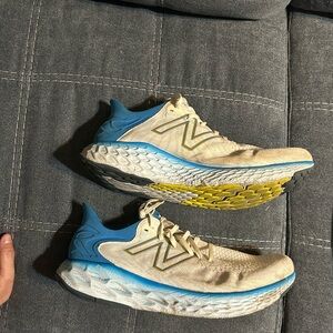 New Balance Men's Cream and Blue Athletic Shoes